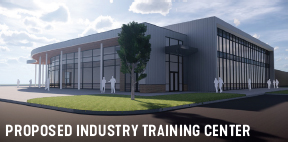 Proposed Industry Training Center - front and east view