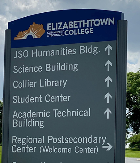 Sign with directions to ECTC Building Locations
