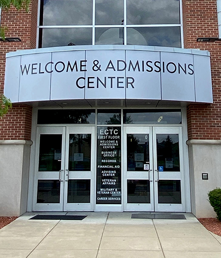 ECTC's Welcome & Admissions Center sign