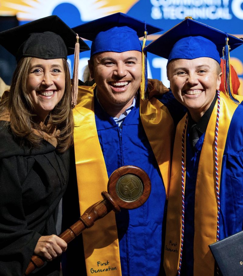 ECTC Professor JoNell Henderson, left, poses with ECTC graduates Brennan, center, and Mysti Brooks.