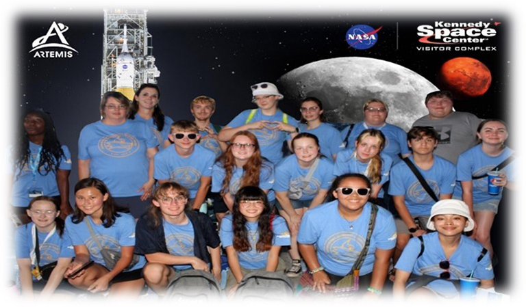 ECTC students in front of NASA Space image