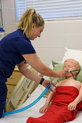 Nurse helping son