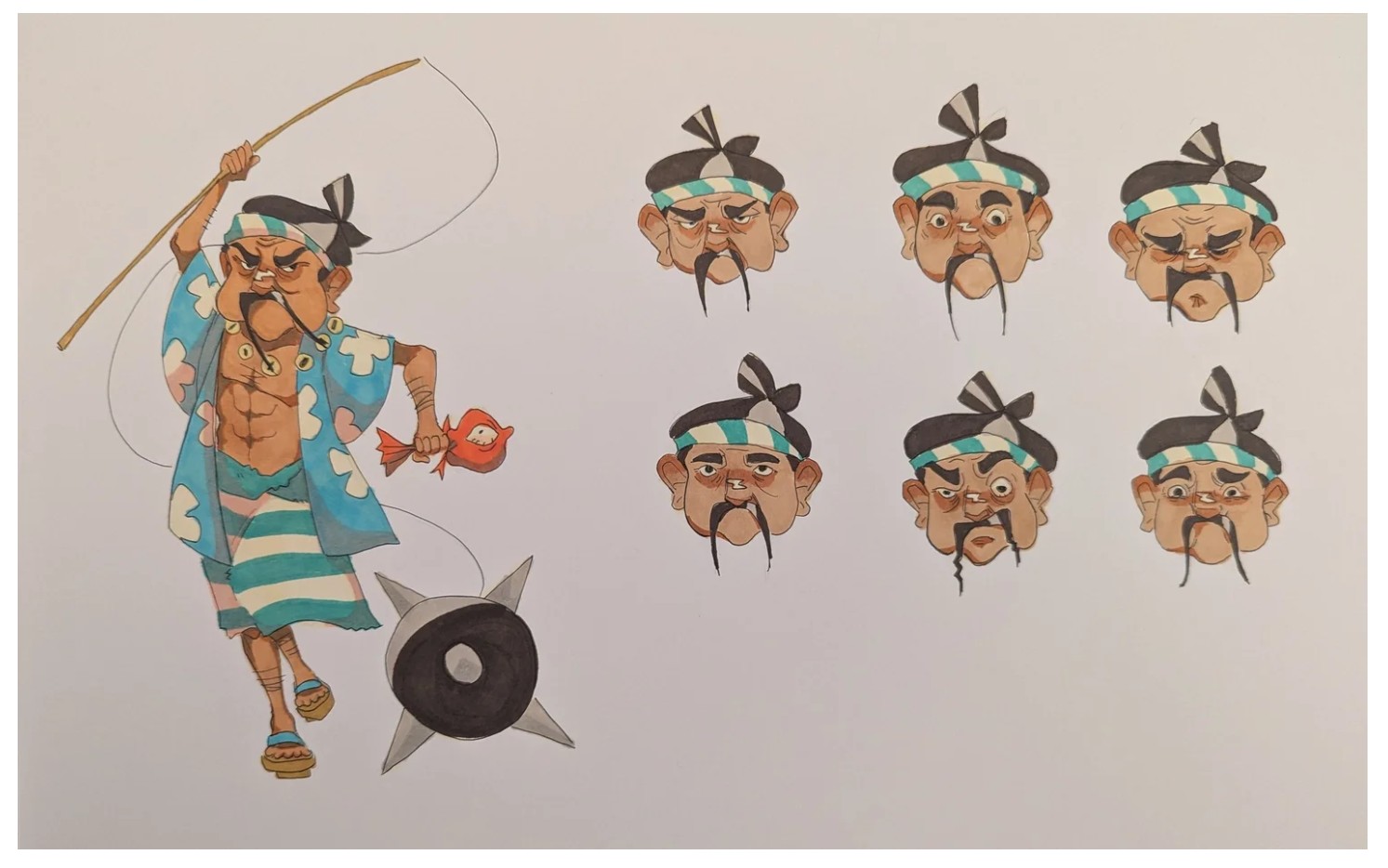 cartoon drawing by Brianne Anderson of a sushi chef