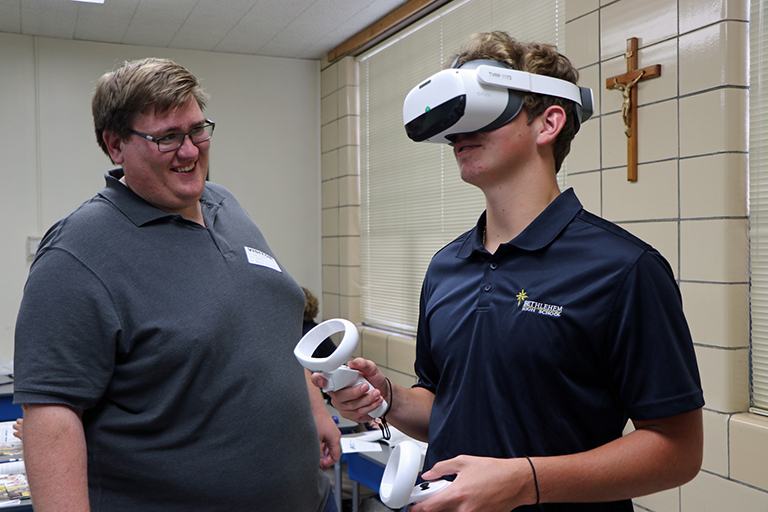 Students using the VR headset